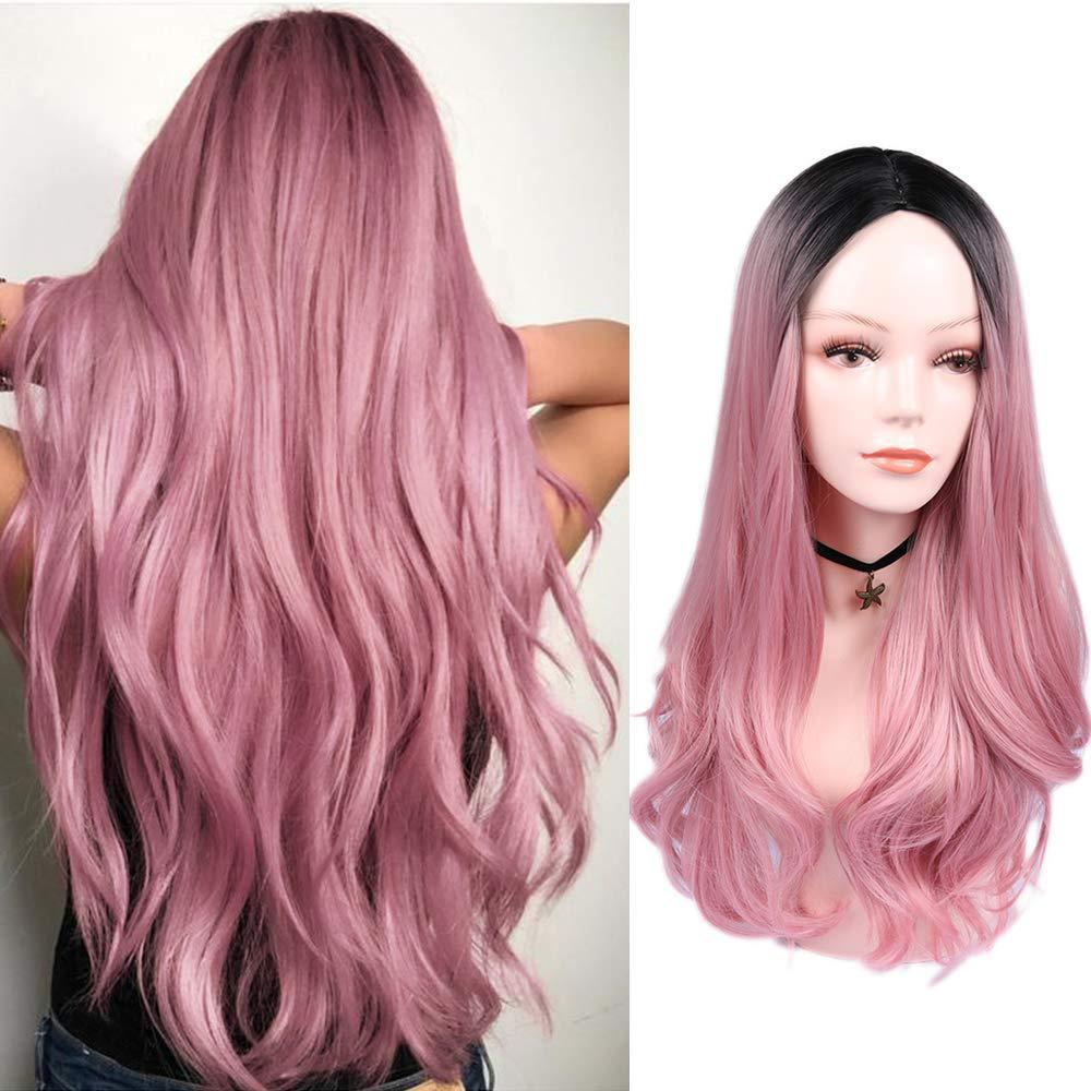 Women Blonde Ombre Hair Black Root Long Curly Wigs Women Blonde Ombre Hair Black Root Long Curly Wigs